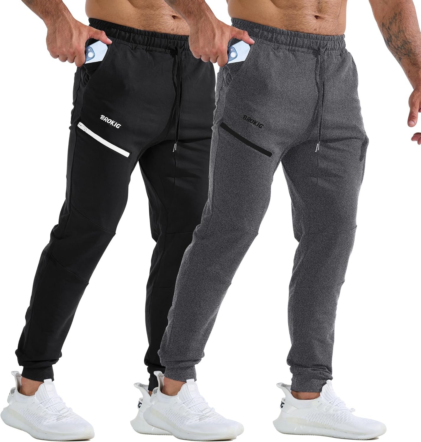 Buy Now : Gesaofa Mens T-Zip Gym Jogger Bottoms Sports Tracksuit Bottoms Running Jogging Trousers Slim Tapered Track Pants