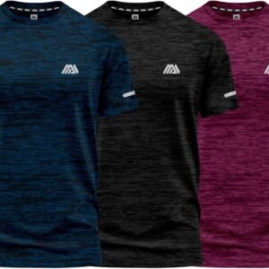 Buy Now : Pack of 3 Mens Active Short Sleeves T Shirt Olympic Casual Uniform Work Wear Regular Fit Round Neck Multi-Colours Gift T Shirt Top