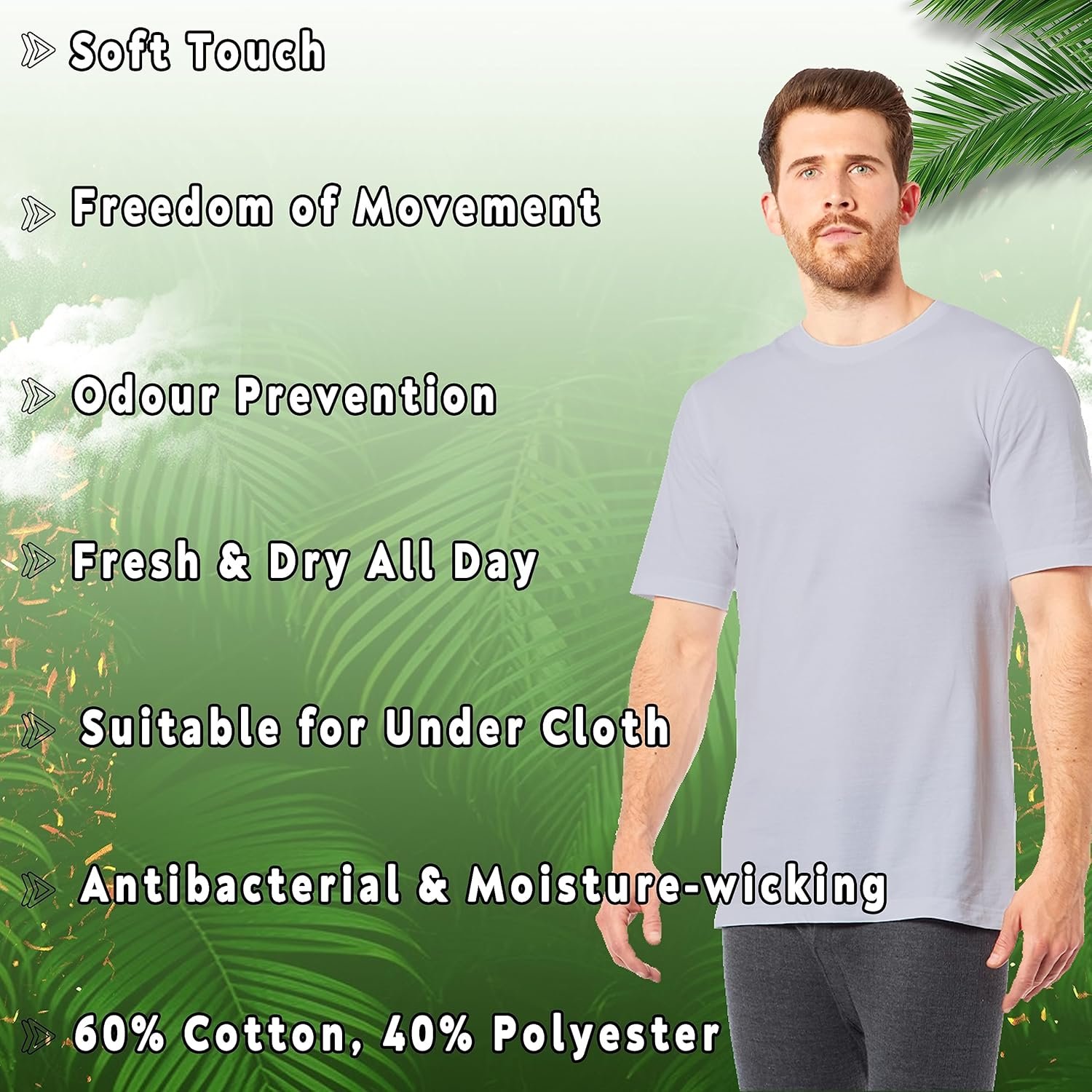 Buy Now : Sock Stack Pack of 3 Mens Plain Crew Neck T Shirts Multipack Work Summer Short Sleeve Slim Fit Breathable T-Shirt for Men - Image 2