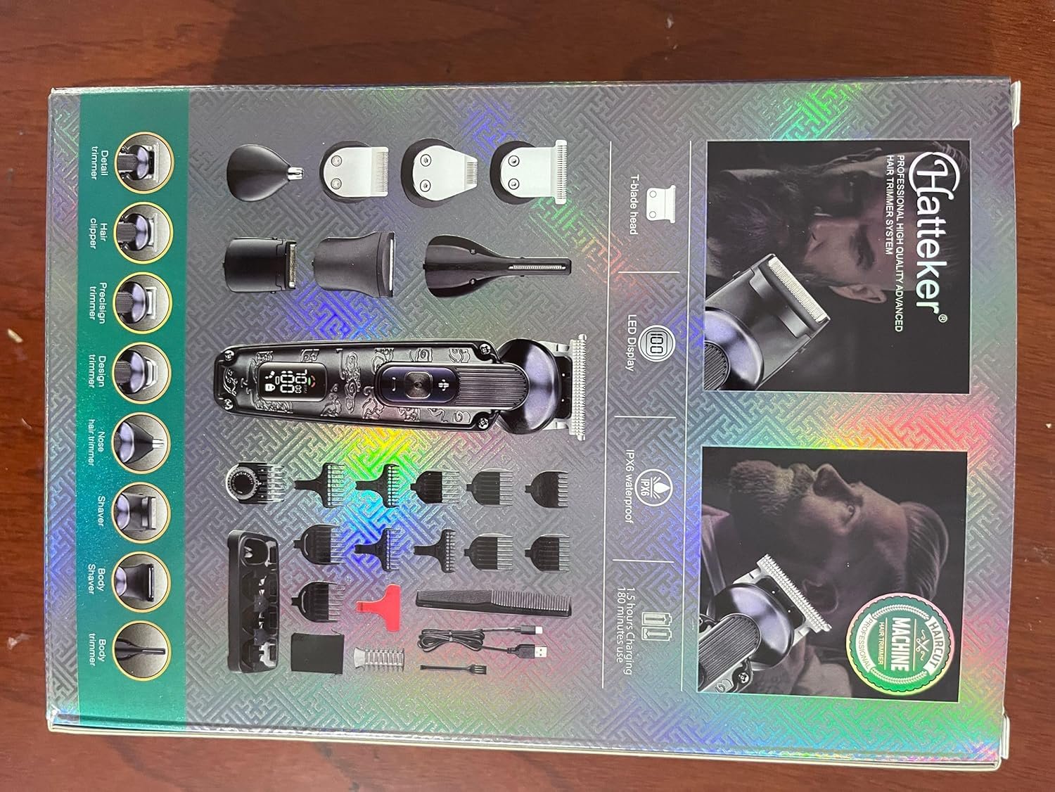 Buy Now : Hatteker Beard Trimmer for Men Beard Grooming Kit T-Blade Mustache Trimmer Hair Clipper Electic Razor Shavers Cordless Waterproof Nose Body Trimmer 8 in 1 Adjustable Speed - Image 11