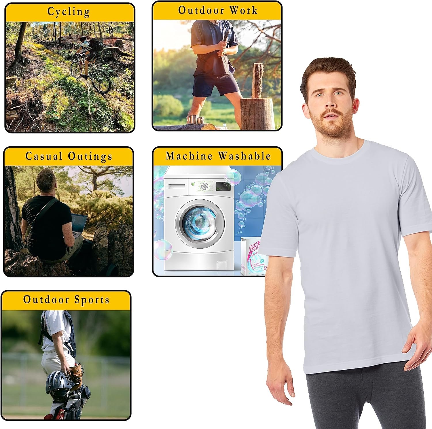 Buy Now : Sock Stack Pack of 3 Mens Plain Crew Neck T Shirts Multipack Work Summer Short Sleeve Slim Fit Breathable T-Shirt for Men - Image 5